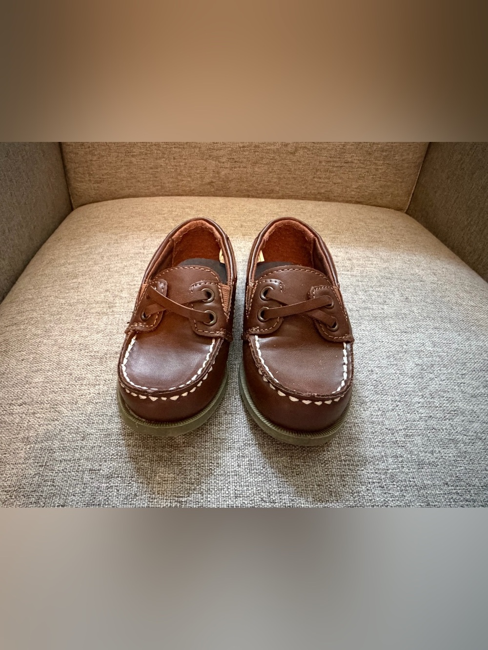 Carters Brown Kids Leather Boat Shoes - Classic Slip-On Loafers